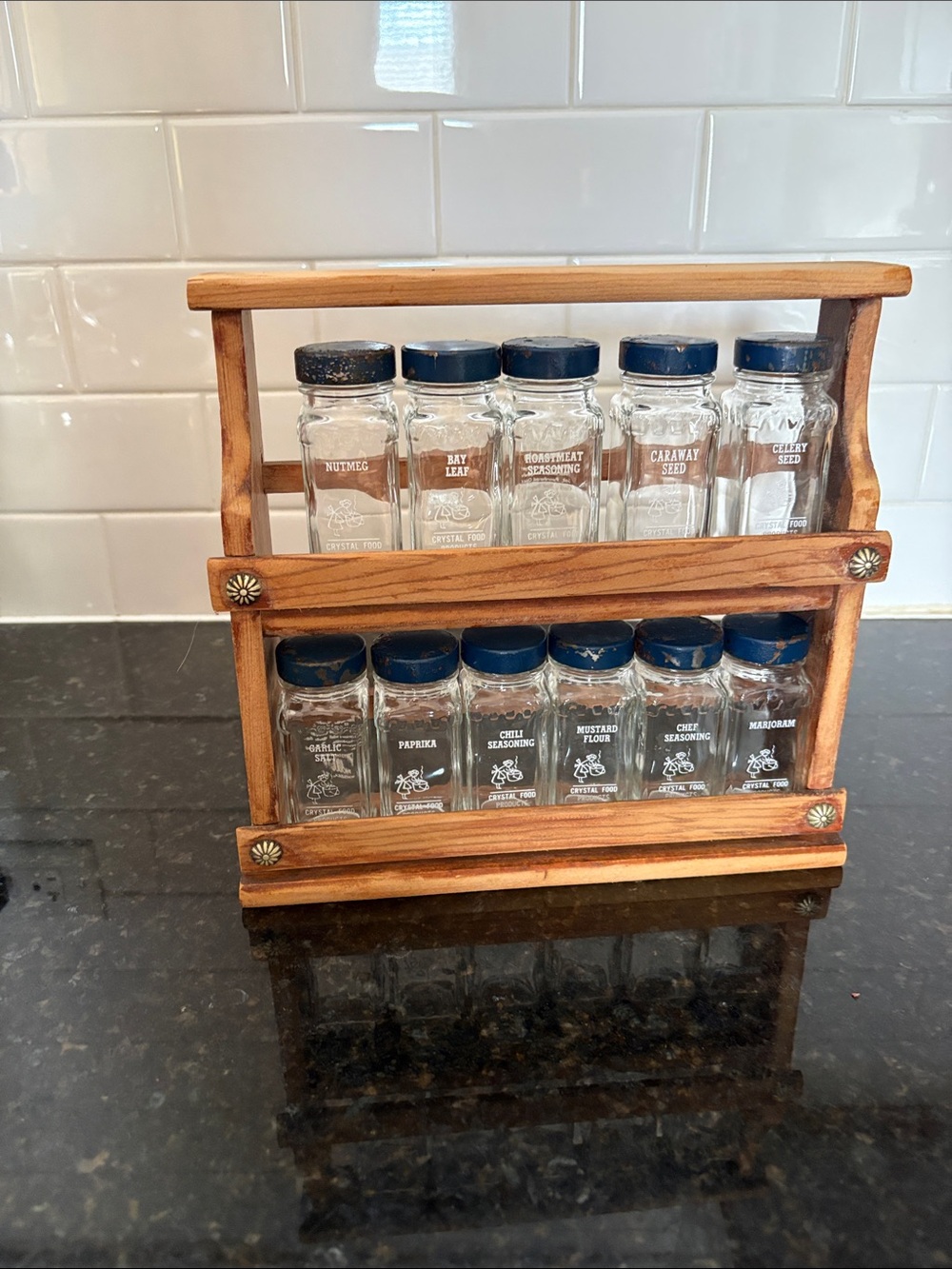 Vintage Crystal Food Products spice rack